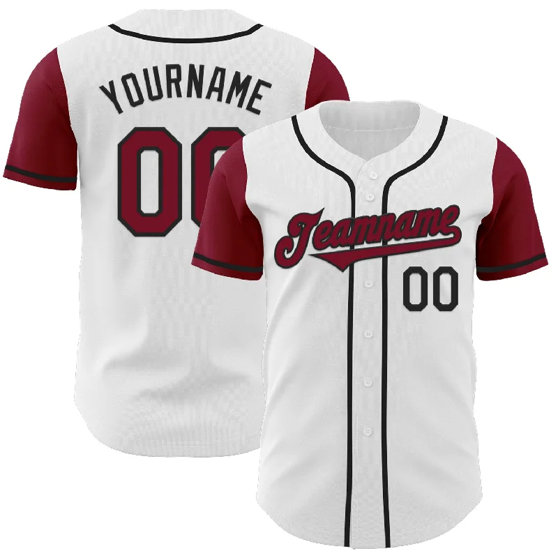 Custom MLB-style baseball jersey-Custom White Crimson-Black Authentic Two Tone Baseball Jersey