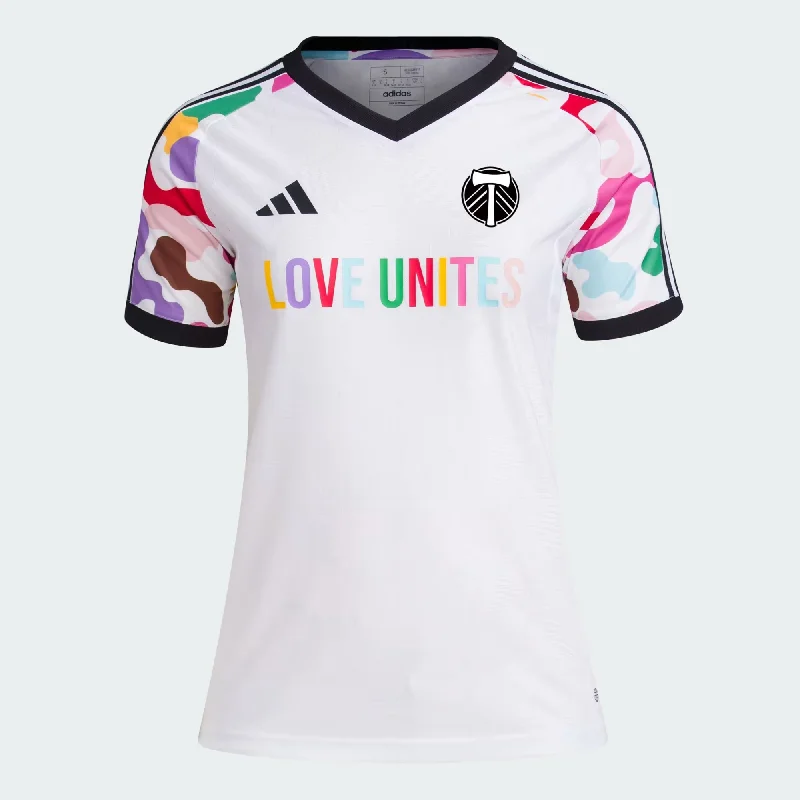 Custom soccer jersey with sleek modern lines-Women's Portland Timbers 2023 Pride Pre-Match Top