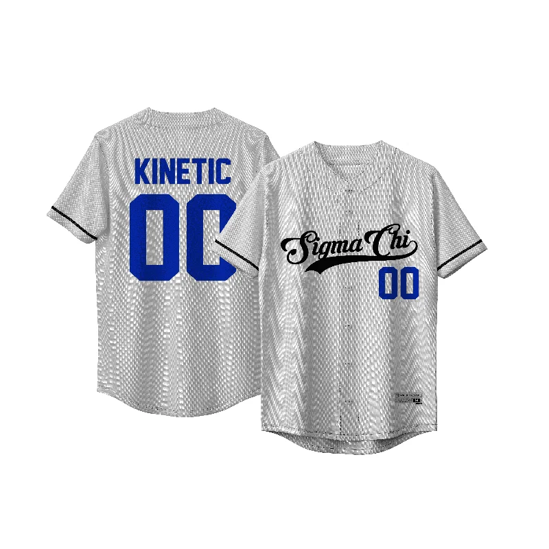 Personalized baseball jersey for sports fans-Sigma Chi - Classic Ballpark Blue Baseball Jersey