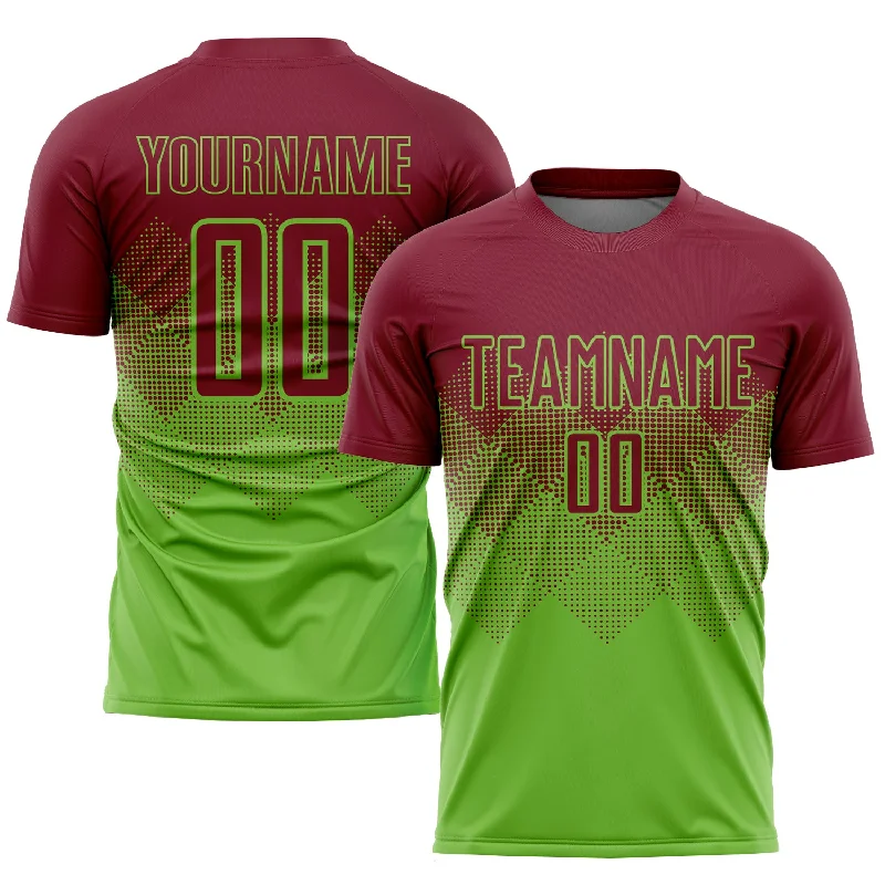 Soccer jersey with retro team design for collectors-Custom Neon Green Crimson Sublimation Soccer Uniform Jersey