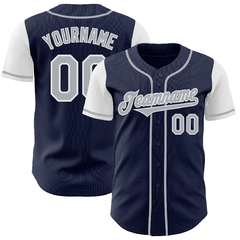 Custom MLB-inspired baseball jersey for sports fans-Custom Navy Gray-White Authentic Two Tone Baseball Jersey