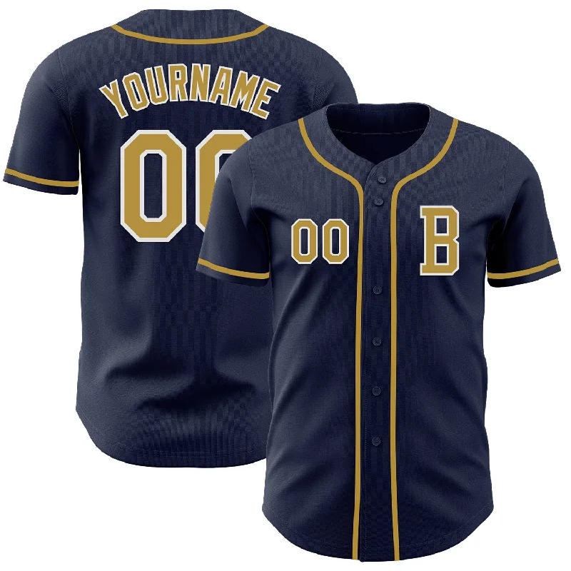 Custom MLB-inspired baseball jersey for sports fans-Custom Navy Old Gold-White Authentic Baseball Jersey