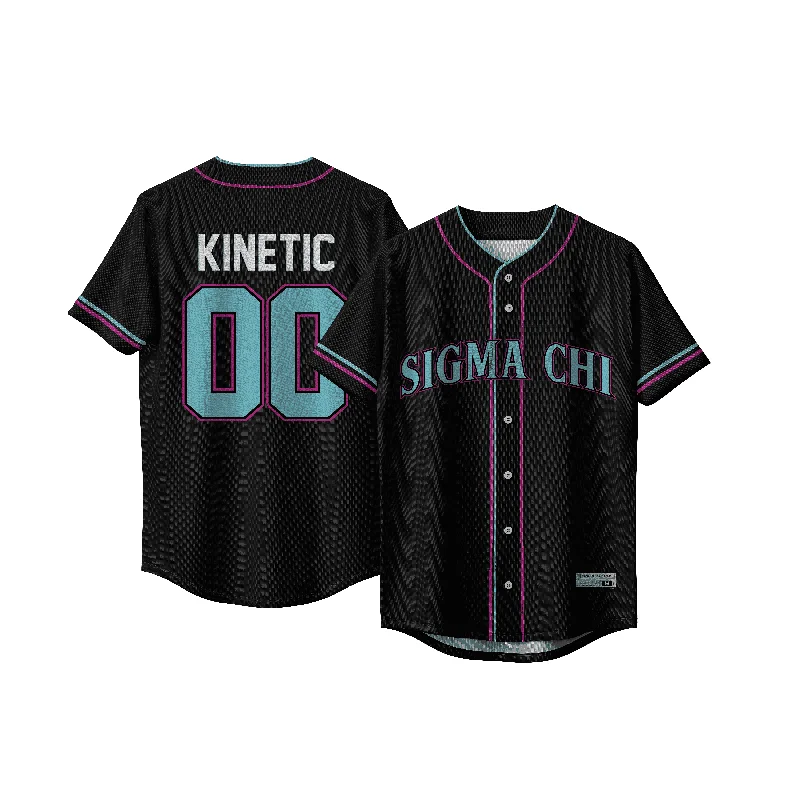 Retro-inspired baseball jersey for nostalgia fans-Sigma Chi - Neo Nightlife Baseball Jersey