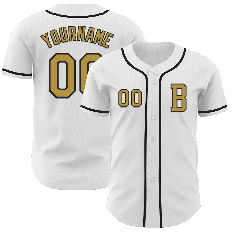 Personalized baseball jersey with bold graphic prints-Custom White Old Gold-Black Authentic Baseball Jersey