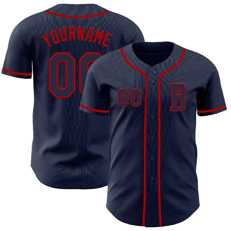 Custom baseball jersey with unique fabric options-Custom Navy Red Authentic Baseball Jersey