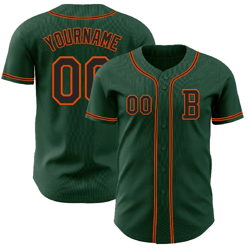 Baseball jersey for sports enthusiasts and collectors-Custom Green Black-Orange Authentic Baseball Jersey