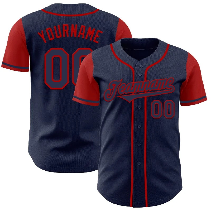 Custom baseball jersey for team spirit and pride-Custom Navy Red Authentic Two Tone Baseball Jersey