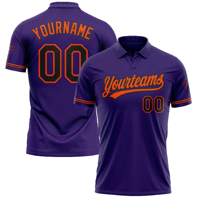 Stylish and durable golf polo shirt for both play and leisure-Custom Purple Black-Orange Performance Vapor Golf Polo Shirt