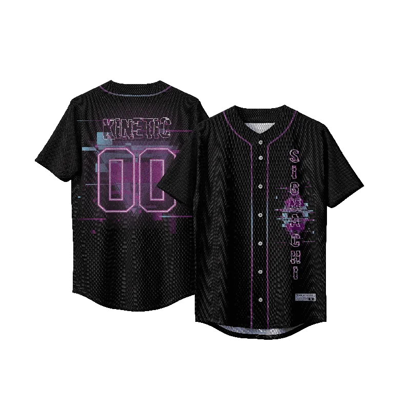 Custom baseball jersey with modern cut and fit-Sigma Chi - Glitched Vision Baseball Jersey