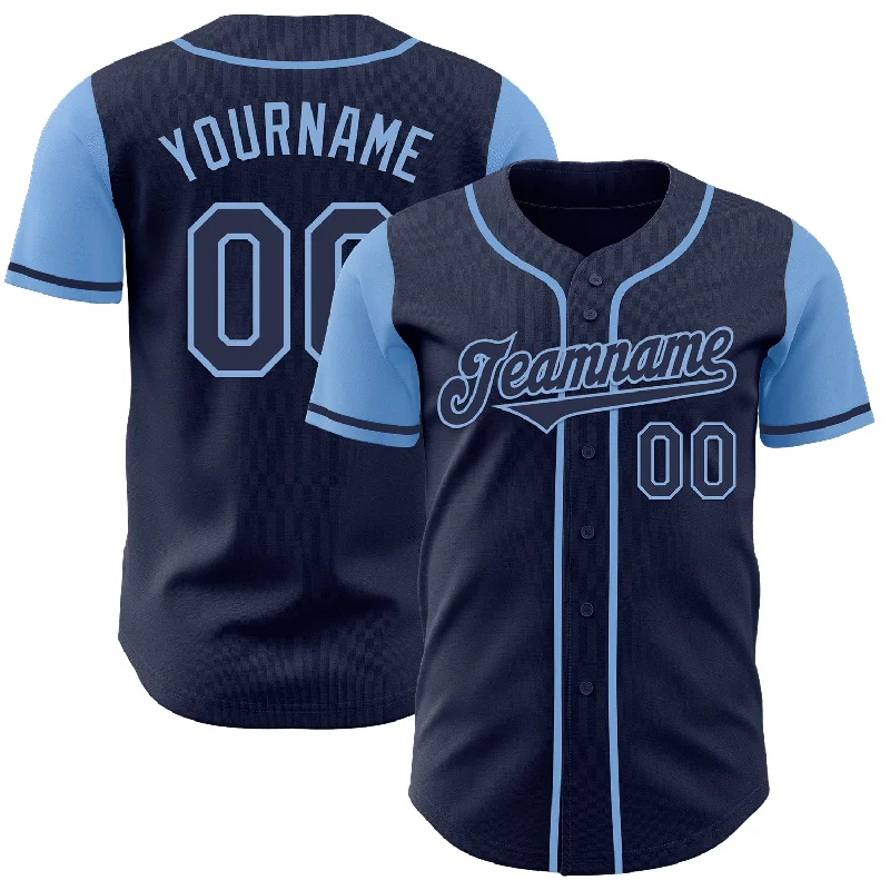 Baseball jersey with advanced fabric for athletic performance-Custom Navy Light Blue Authentic Two Tone Baseball Jersey