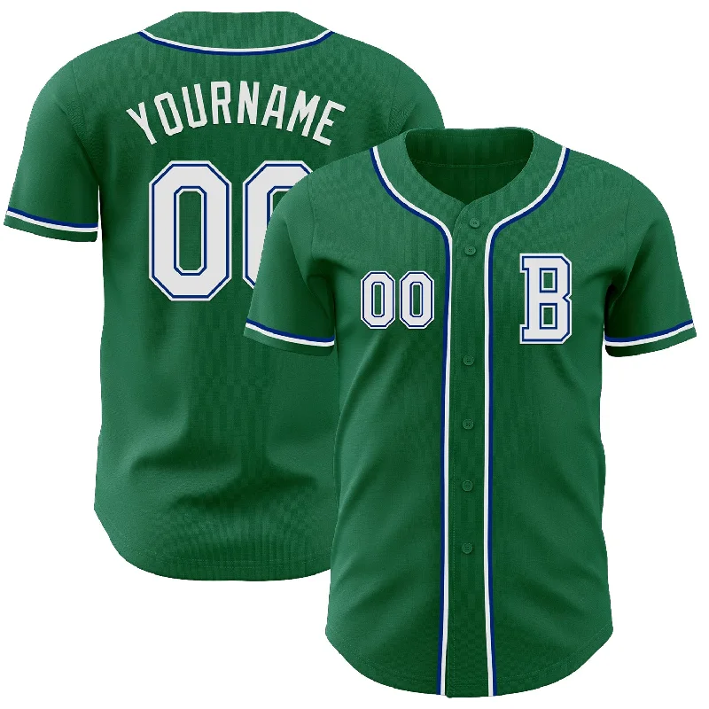 High-performance baseball jersey for game play-Custom Kelly Green White-Royal Authentic Baseball Jersey