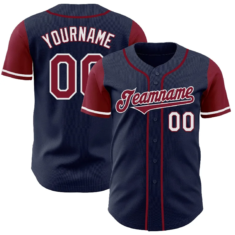 Classic-style baseball jersey for professional players-Custom Navy Crimson-White Authentic Two Tone Baseball Jersey