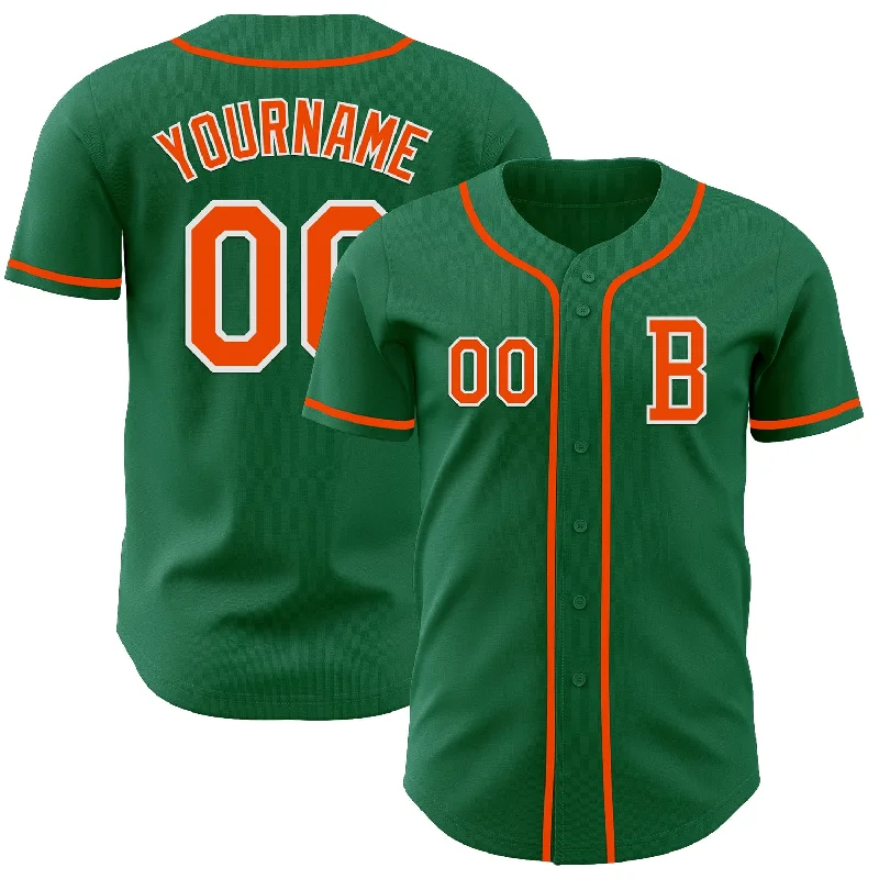 Baseball jersey for fans who love baseball culture-Custom Kelly Green Orange-White Authentic Baseball Jersey