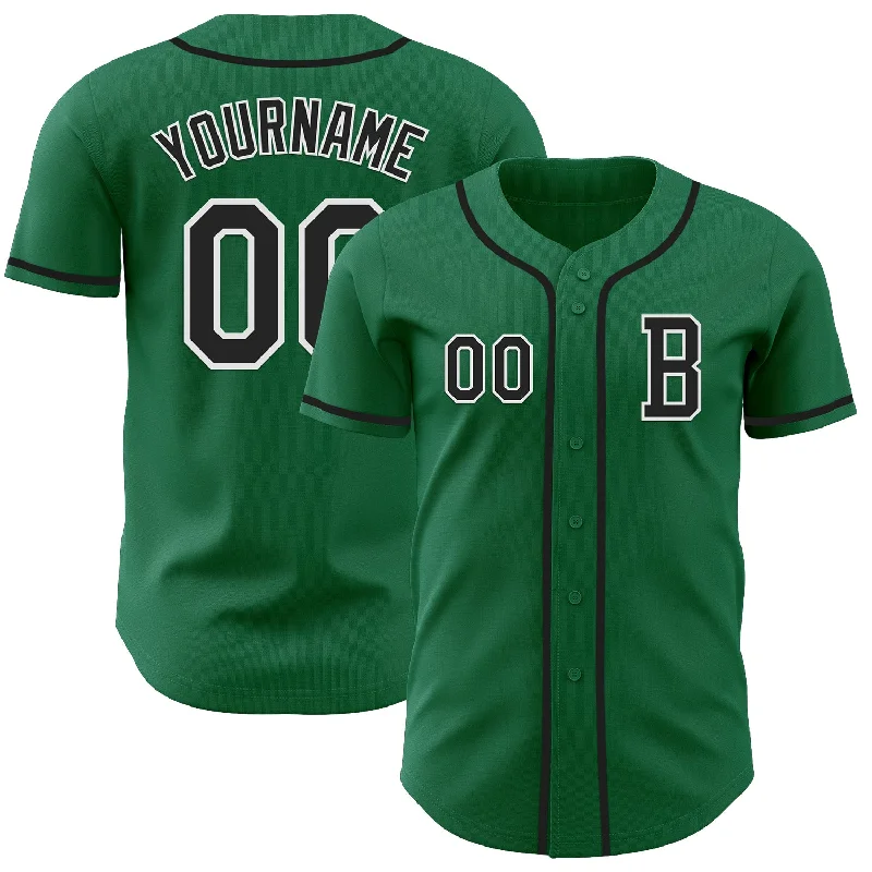 Baseball jersey with fun, bold graphic prints-Custom Kelly Green Black-White Authentic Baseball Jersey