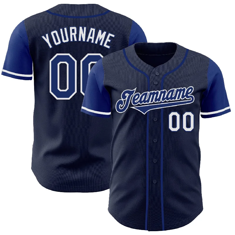 Personalized baseball jersey for fans and collectors-Custom Navy Royal-White Authentic Two Tone Baseball Jersey