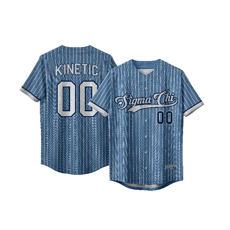 Custom MLB-style baseball jersey-Sigma Chi - Blue Shade Baseball Jersey