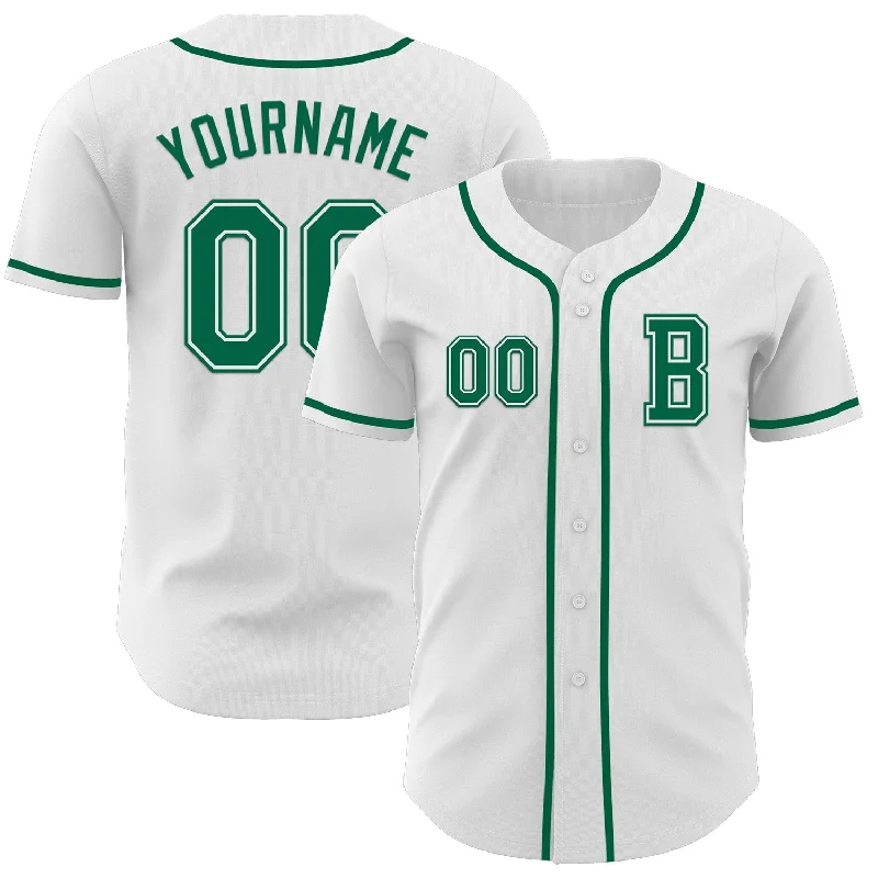 Vintage baseball jersey for collectors-Custom White Kelly Green Authentic Baseball Jersey