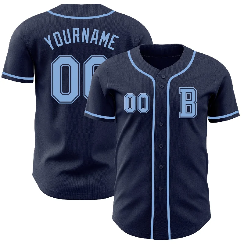 Classic-style baseball jersey for professional players-Custom Navy Light Blue Authentic Baseball Jersey