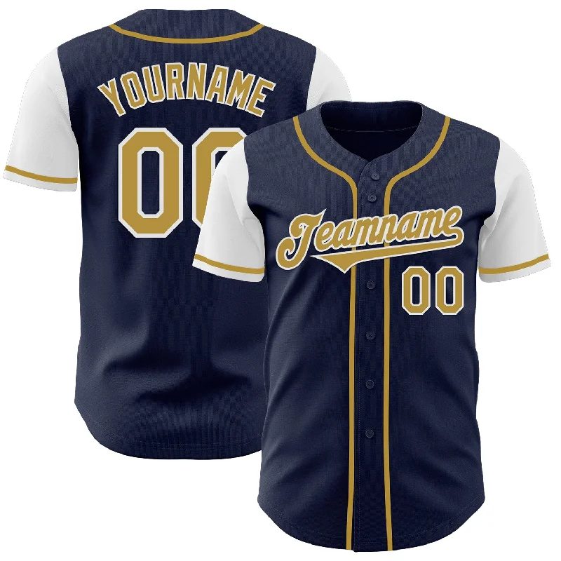 Baseball jersey with fun, bold graphic prints-Custom Navy Old Gold-White Authentic Two Tone Baseball Jersey