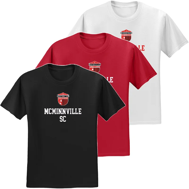 Custom soccer jersey with player name and number-McMinnville SC Fan Tee