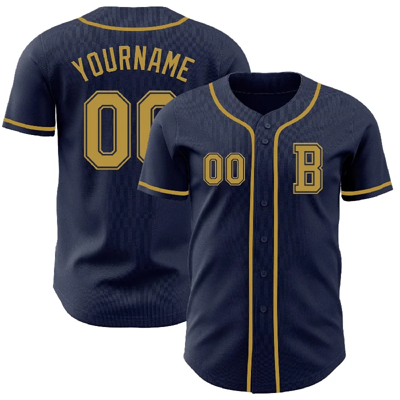 Baseball jersey with fun, bold graphic prints-Custom Navy Old Gold Authentic Baseball Jersey