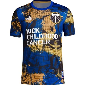 Personalized soccer jersey for casual wear-Portland Timbers Kick Childhood Cancer 2023 Pre-Match Top