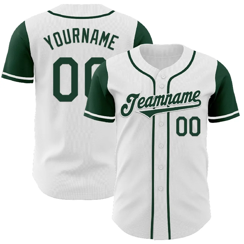 Custom baseball jersey for charity events and fundraisers-Custom White Green Authentic Two Tone Baseball Jersey