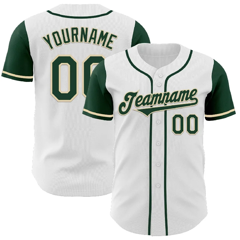 Custom baseball jersey with modern cut and fit-Custom White Green-Cream Authentic Two Tone Baseball Jersey