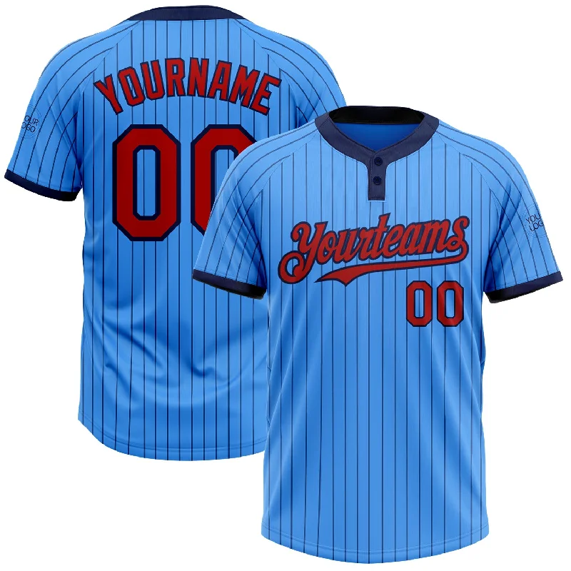 Softball jersey with slim-fitting design for a modern silhouette-Custom Electric Blue Navy Pinstripe Red Two-Button Unisex Softball Jersey