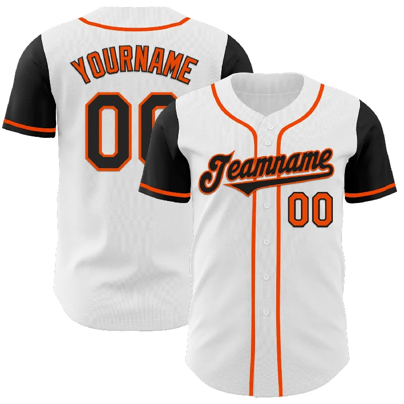 Custom MLB-style baseball jersey-Custom White Black-Orange Authentic Two Tone Baseball Jersey