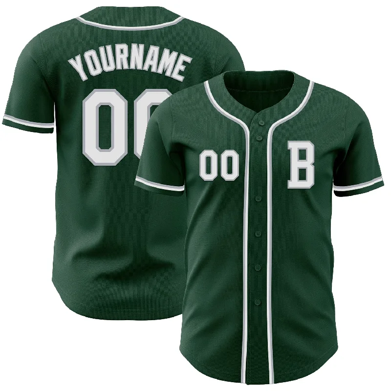 Custom baseball jersey with unique fabric options-Custom Green White-Gray Authentic Baseball Jersey