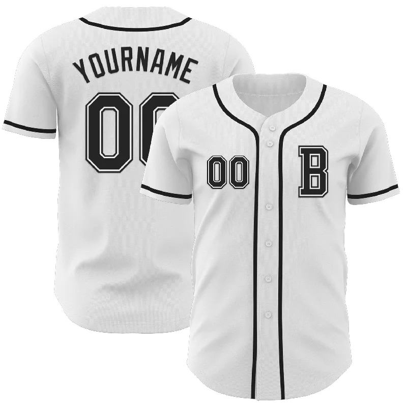 Custom baseball jersey with modern cut and fit-Custom White Black Authentic Baseball Jersey