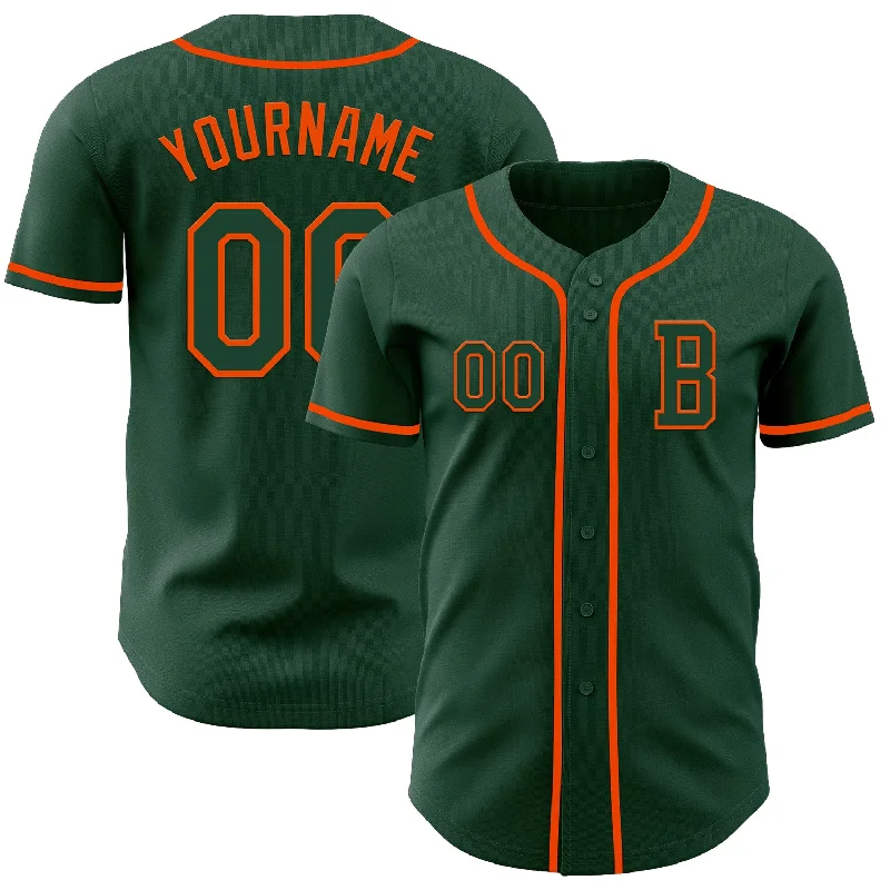 High-performance baseball jersey for competitive play-Custom Green Orange Authentic Baseball Jersey