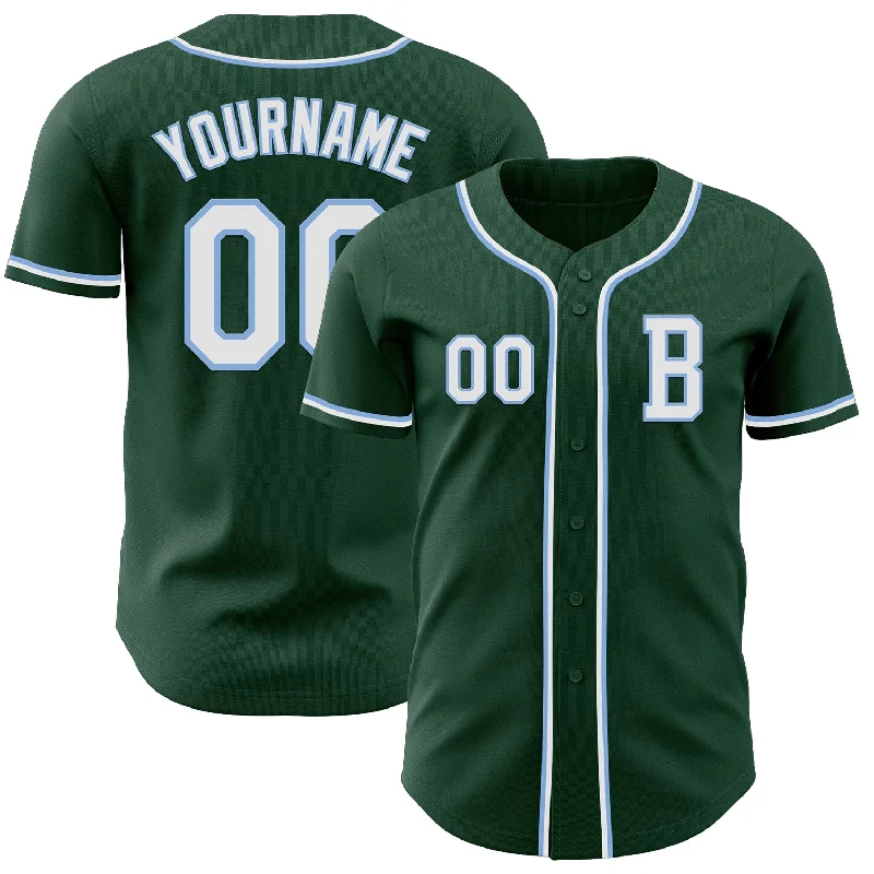 Soft and comfortable baseball jersey for casual wear-Custom Green White-Light Blue Authentic Baseball Jersey