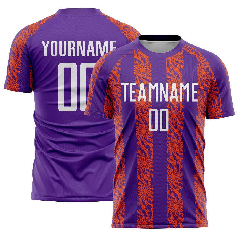 Soccer jersey with stylish details for fans-Custom Purple White-Orange Abstract Shape Sublimation Soccer Uniform Jersey