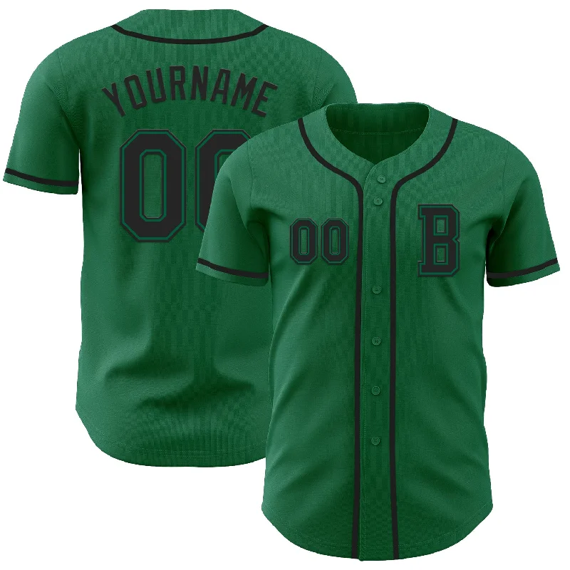 Team baseball jersey with player’s signature embroidery-Custom Kelly Green Black Authentic Baseball Jersey