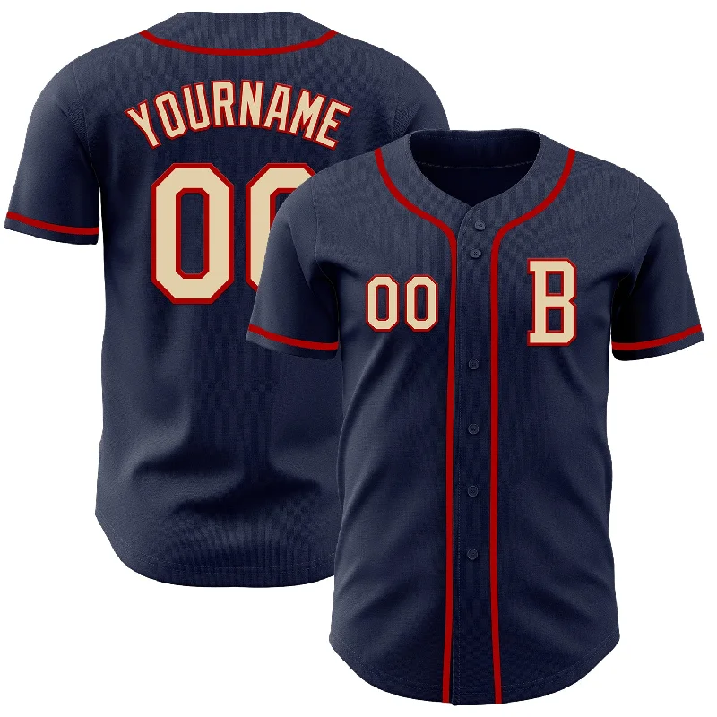 Baseball jersey for sports enthusiasts and collectors-Custom Navy Cream-Red Authentic Baseball Jersey