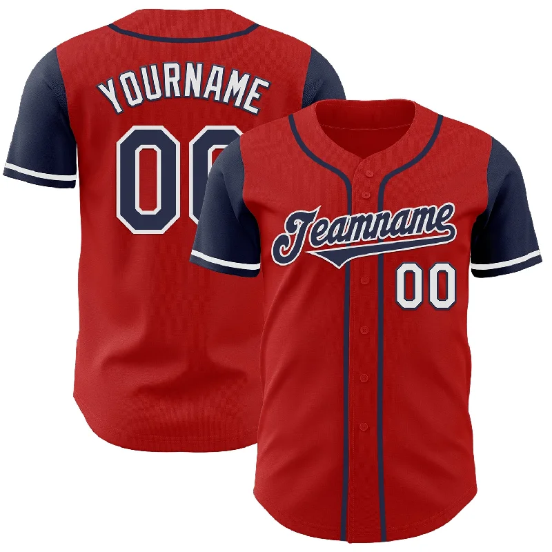 Baseball jersey with stylish details for fashion-conscious fans-Custom Red Navy-White Authentic Two Tone Baseball Jersey