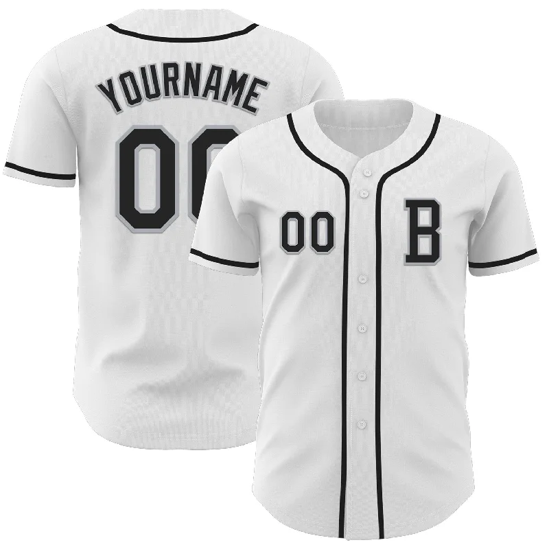 Custom baseball jersey for casual wear-Custom White Black-Gray Authentic Baseball Jersey