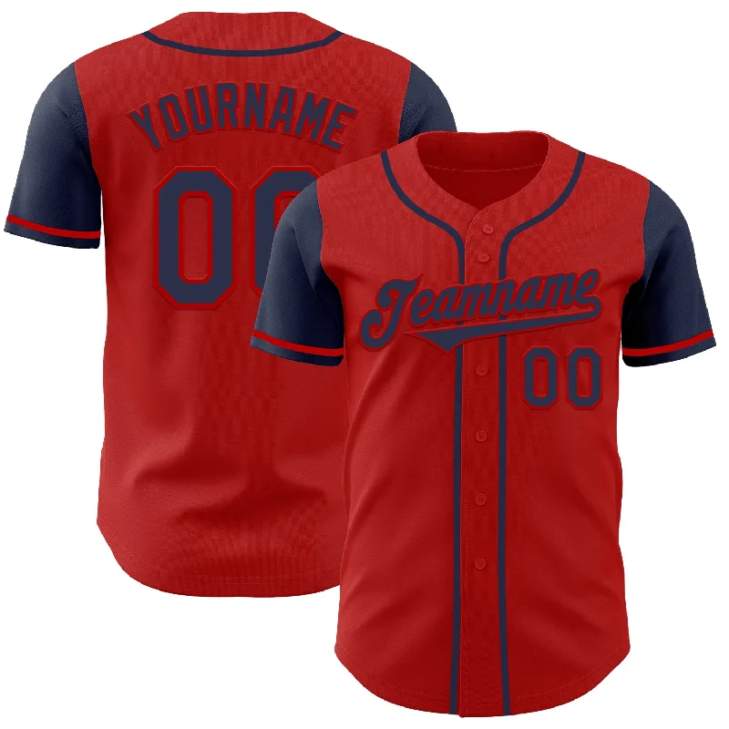 Custom baseball jersey for a perfect fit and comfort-Custom Red Navy Authentic Two Tone Baseball Jersey