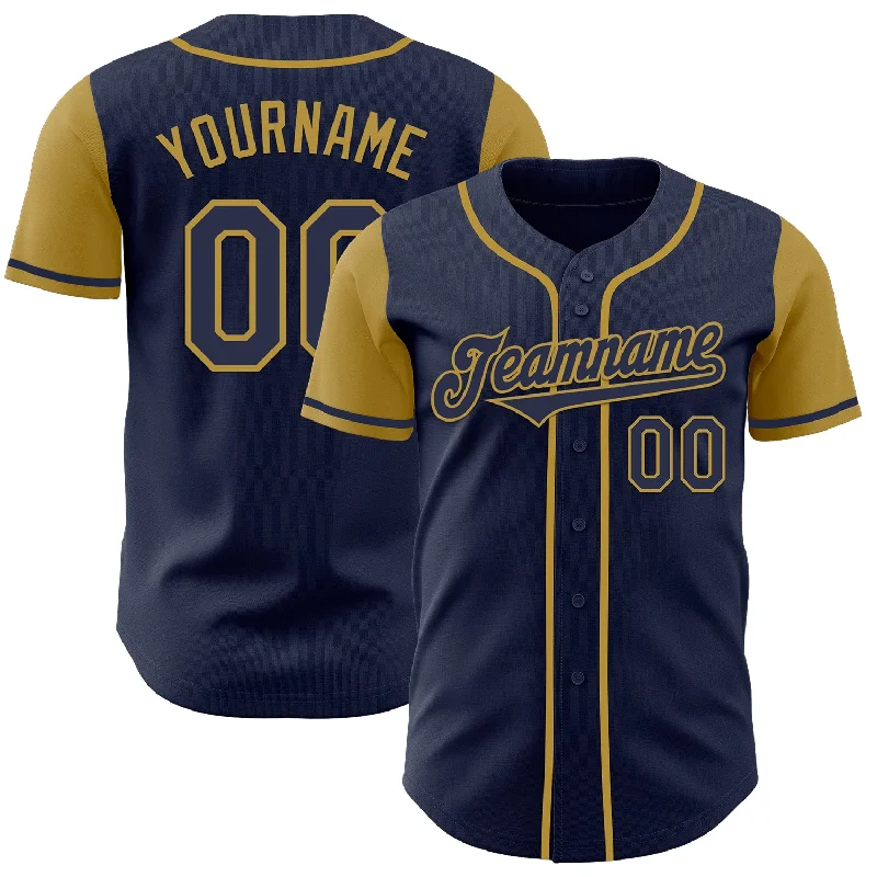 Retro-inspired baseball jersey for nostalgia fans-Custom Navy Old Gold Authentic Two Tone Baseball Jersey