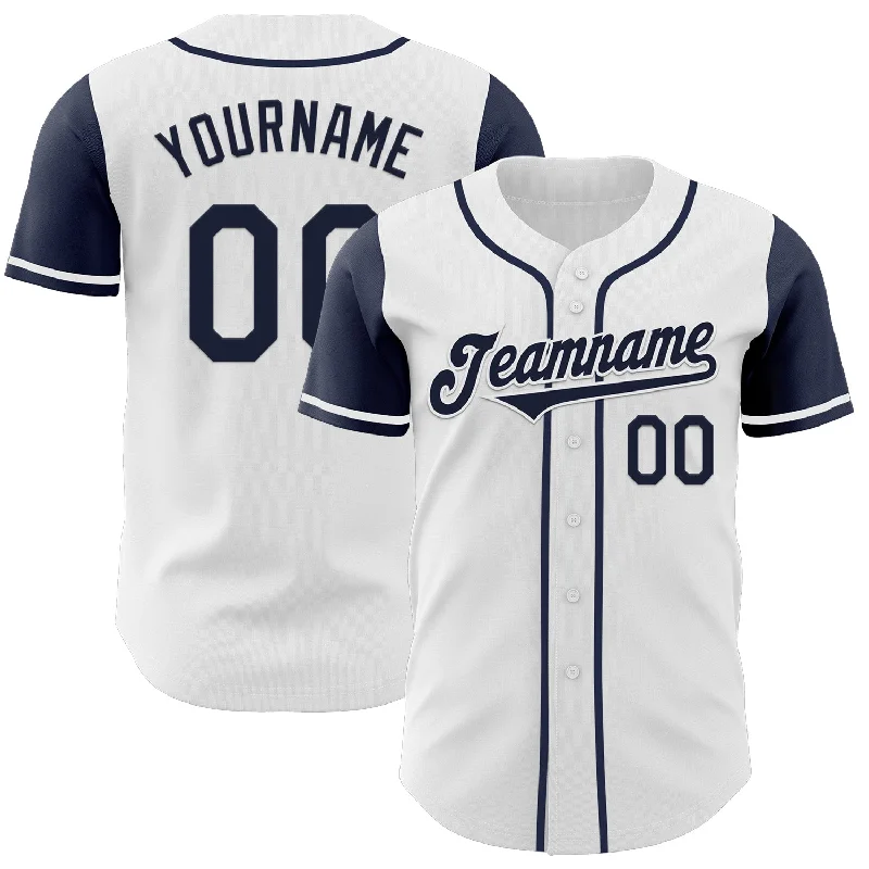 Baseball jersey for casual outings or sports events-Custom White Navy Authentic Two Tone Baseball Jersey