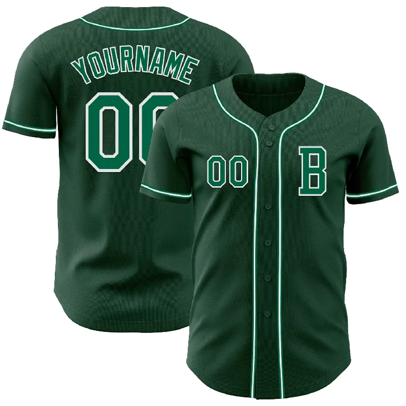 Personalized baseball jersey for sports training-Custom Green Kelly Green-White Authentic Baseball Jersey