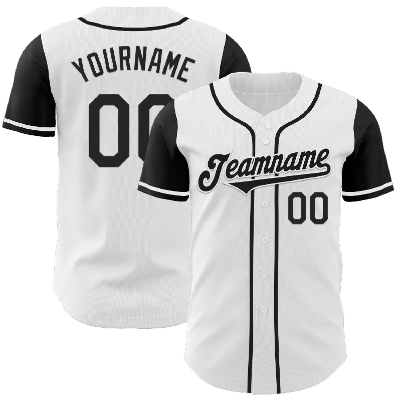 Classic baseball jersey for collectors and fans-Custom White Black Authentic Two Tone Baseball Jersey