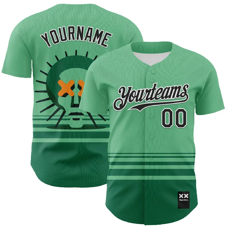 Vintage baseball jersey for collectors-Custom Pea Green Black-White 3D Revzzz Greena Authentic Baseball Jersey