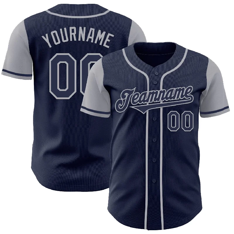 High-performance baseball jersey for game play-Custom Navy Gray Authentic Two Tone Baseball Jersey