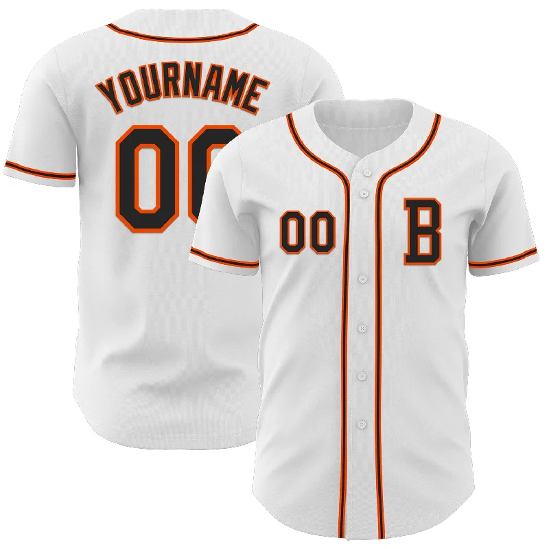 Baseball jersey with stylish details for fashion-conscious fans-Custom White Black-Orange Authentic Baseball Jersey