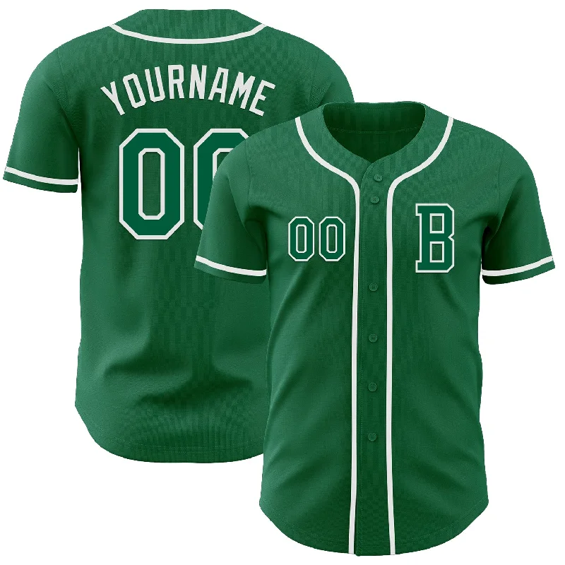 Custom baseball jersey for team spirit and pride-Custom Kelly Green White Authentic Baseball Jersey